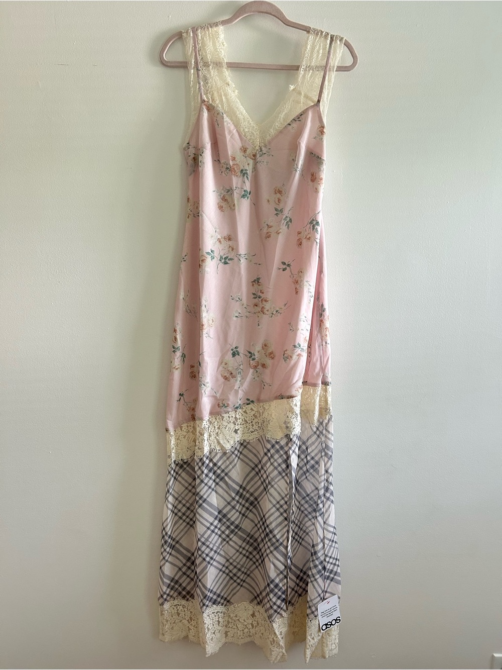 NWT ASOS Pink Floral Lace-Trim Slip Dress